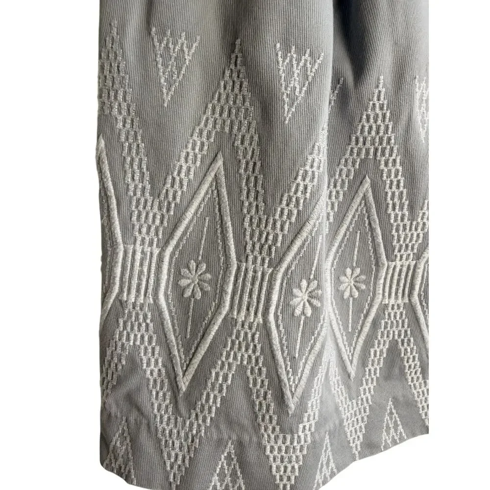 Banana Republic Gray Embroidered Mini Skirt Cotton Lined Pockets Size 4